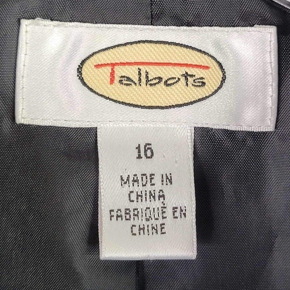 Talbots Women's Blazer Plus Size 16 Button Front Lined Cotton Textured - Picture 5 of 9